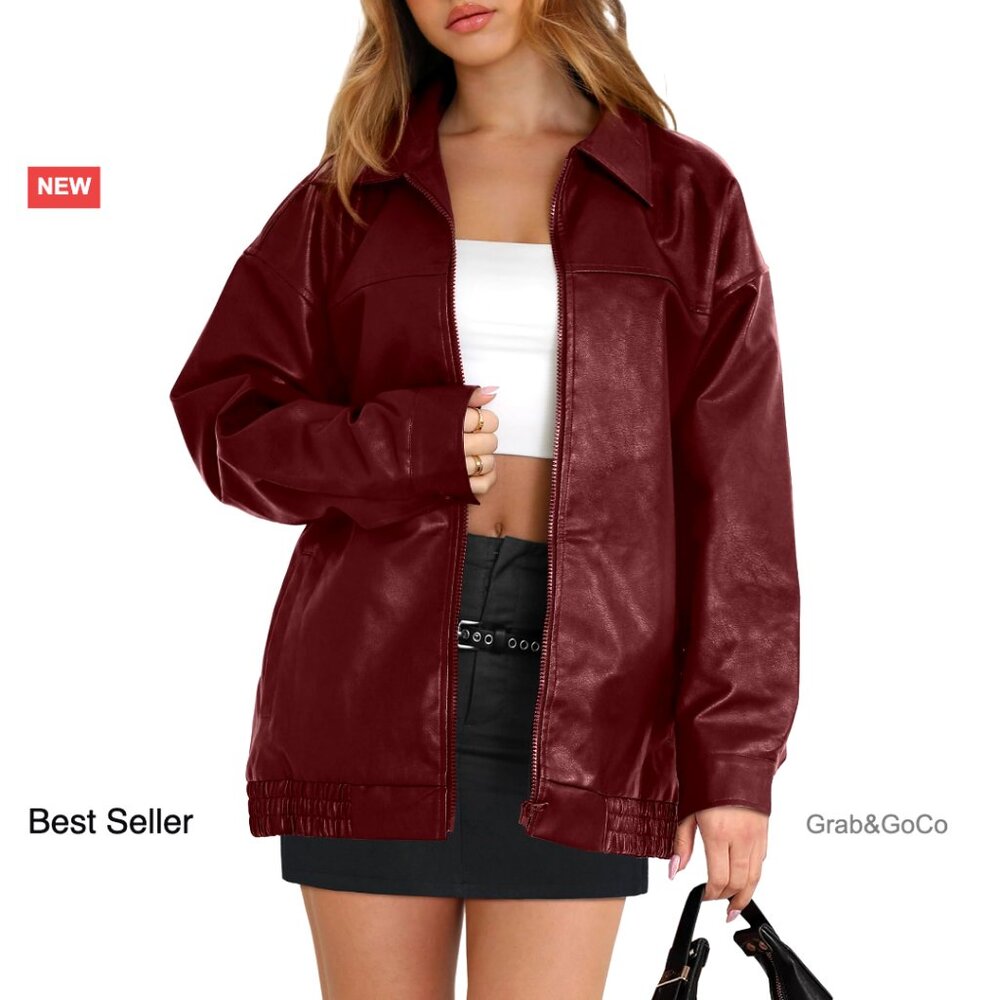 Faux Suede Oversized Moto Jacket Y2k Fashion Winter Coat Leather Look